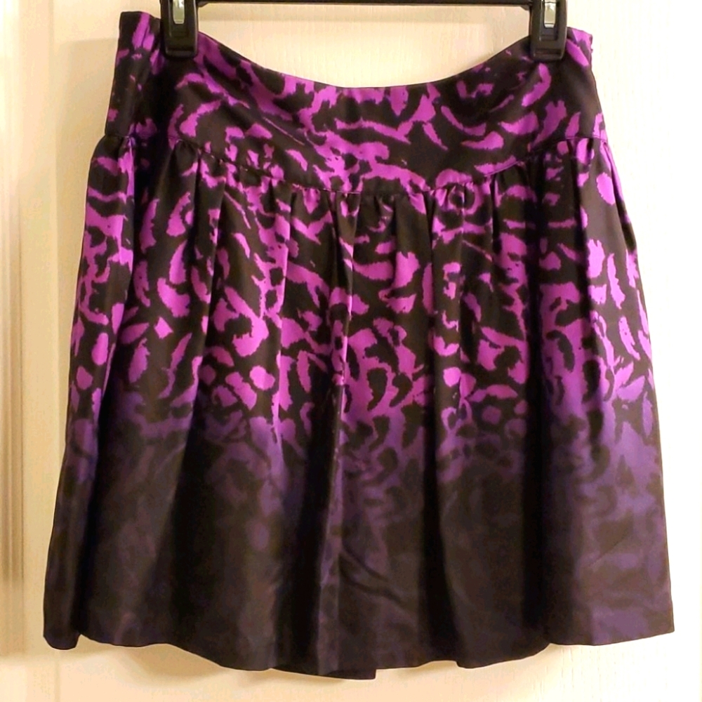 Kensie Purple Black Silk Mini Skirt Pleated Waist Party Skirt Size 10 NWOT - Picture 1 of 10